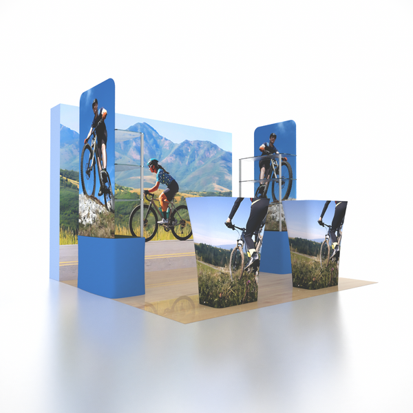 10x10 3D Media Wall Booth Kit with Acrylic Shelves & 4 Counters
