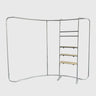 10x10 Booth Kit with Curved Wall, TV Shelf Tower & Banner