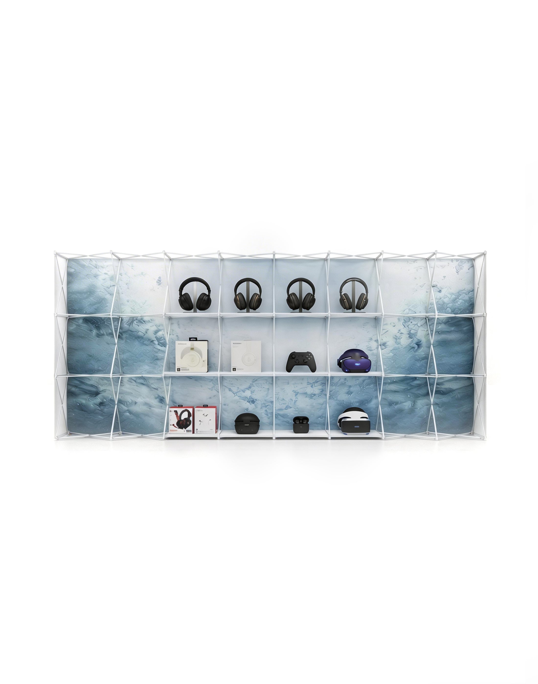 Portable Straight Pop-Up Wall with Shelves