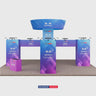 30x30 Cubic Tower Island Booth with Hanging Banner & Counters