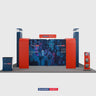 20x20 Booth Kit with 3D Media Walls, Arch Displays & 3 Counters