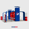 20x20 Booth Kit with 3D Media Walls, Arch Displays & 3 Counters