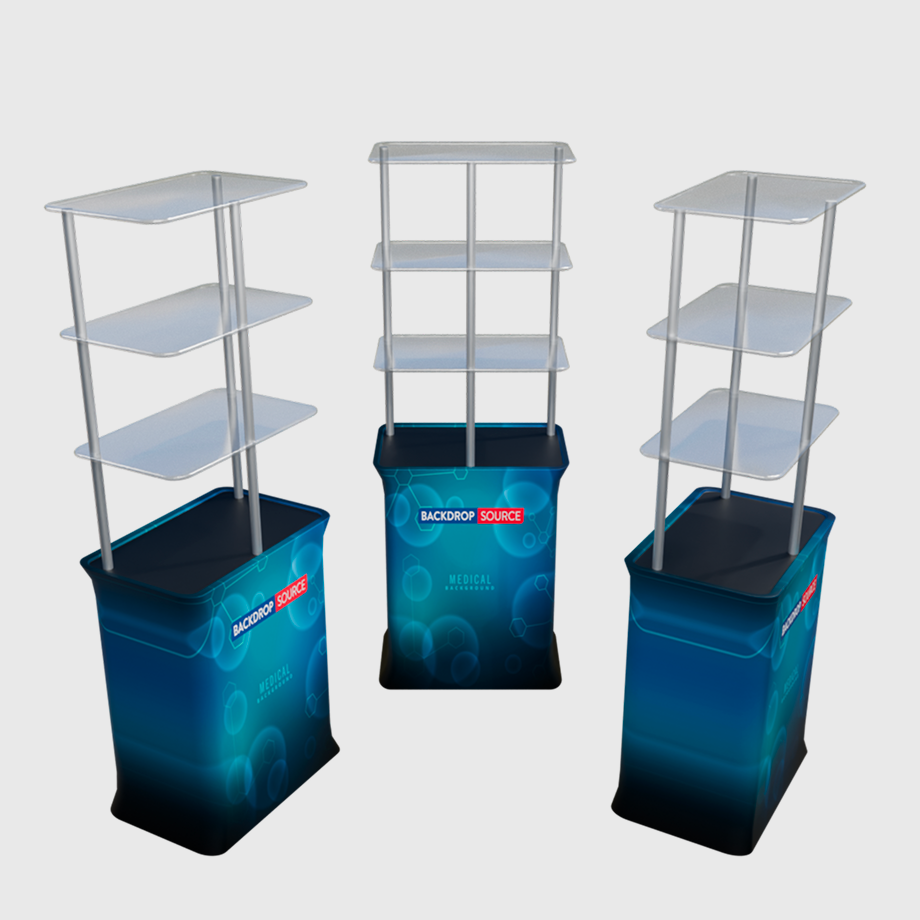 Rectangular Counter with Acrylic Triple Shelves | Trade Show Display ...