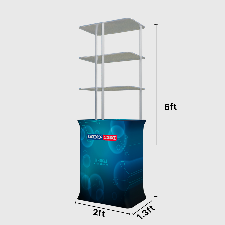 Rectangle Counter Box Rectangular Counter with Acrylic Triple Shelves | Trade Show Display ...