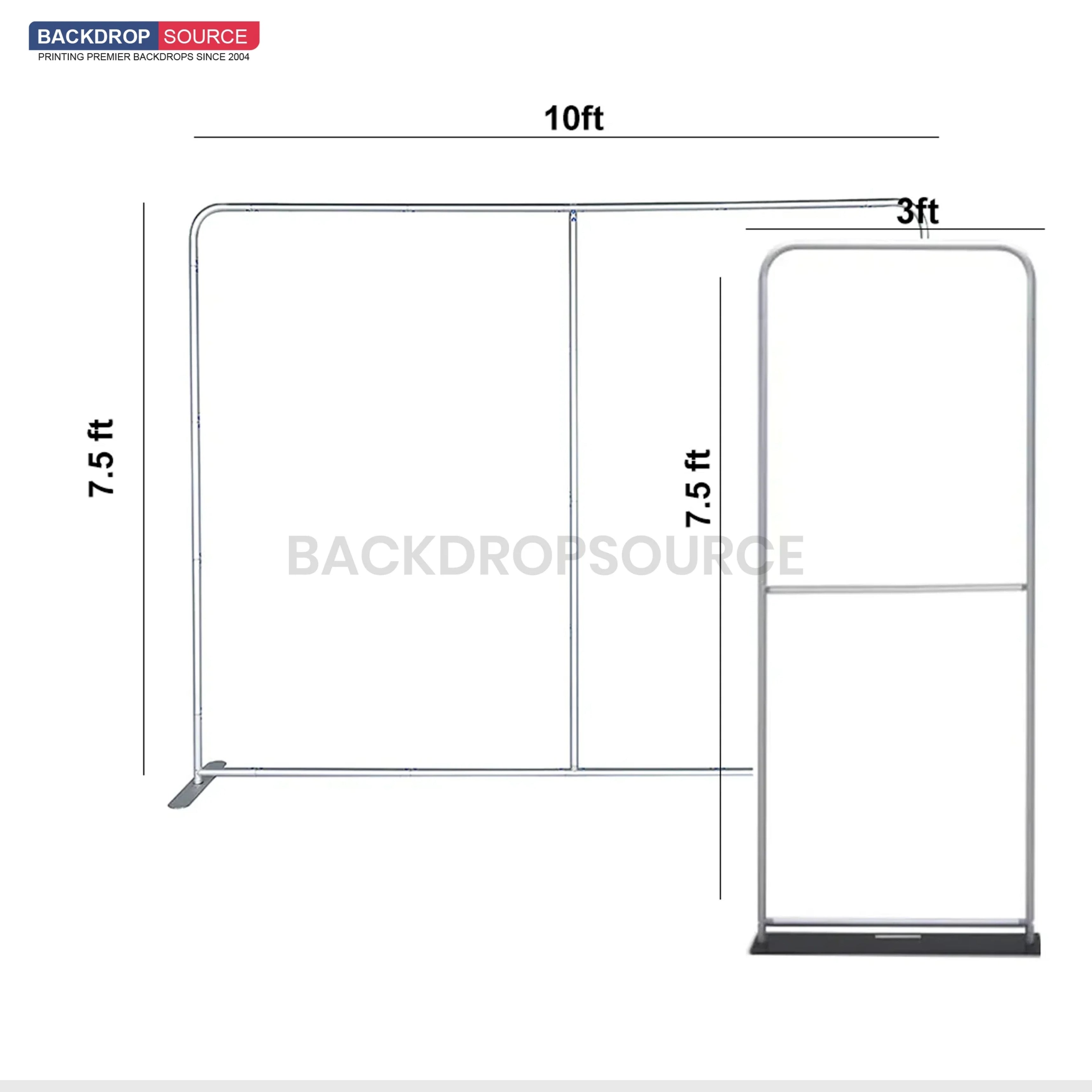 Kit de stand EZ Exhibit Essentials : 3 m x 3 m avec panneau arrière et support pour bannière 