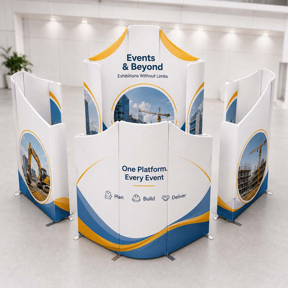 20x20 Magnetic Fabric Booth Wall with 20 Mixed Panels