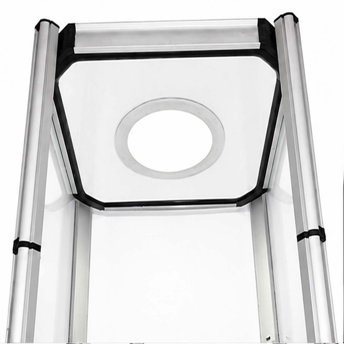 Présentoir tour spiralée portable carré en aluminium - 5 étagères 
