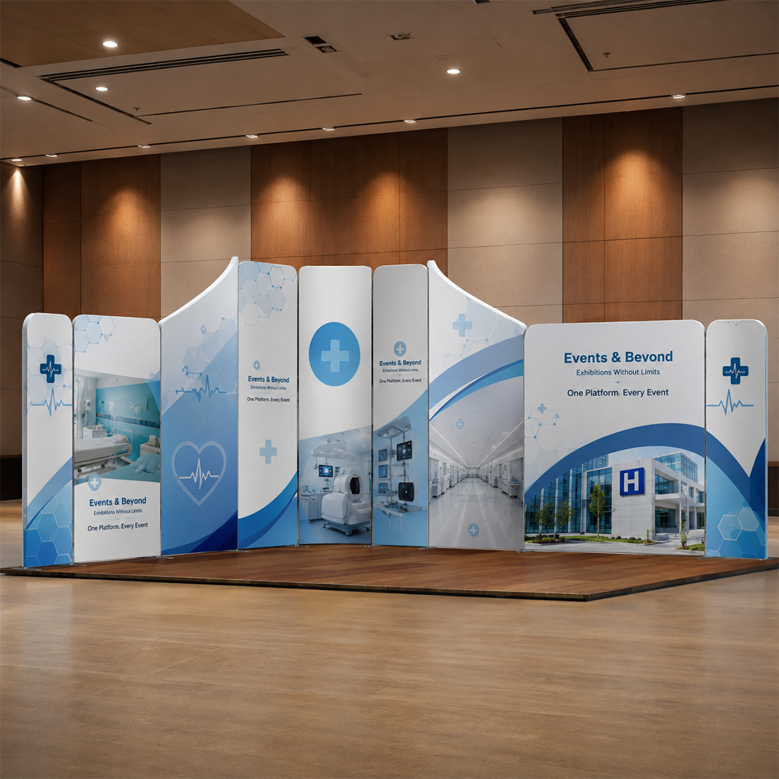 13x13 Magnetic Fabric Booth Wall with 9 Mixed Panels