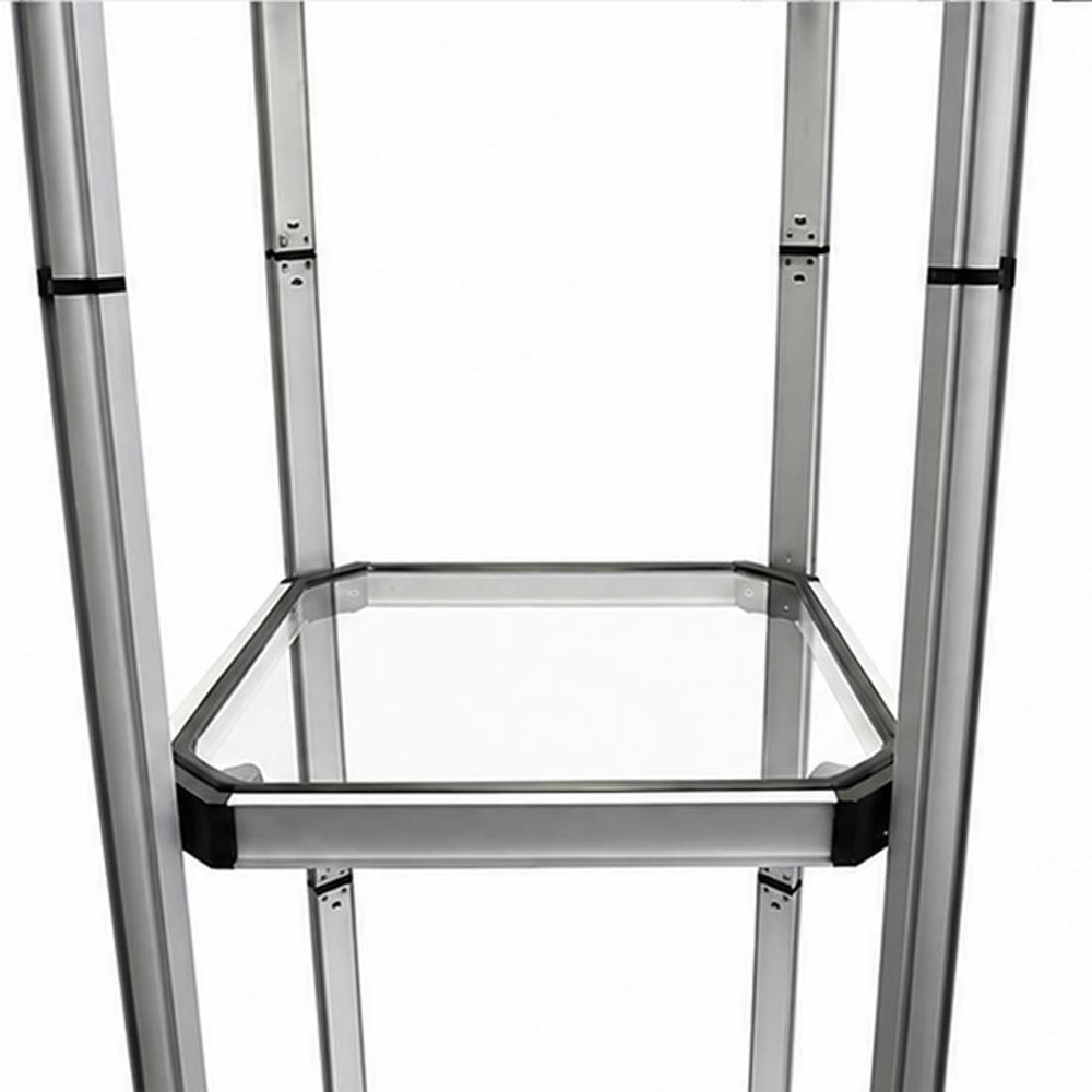 Présentoir tour spiralée portable carré en aluminium - 5 étagères 