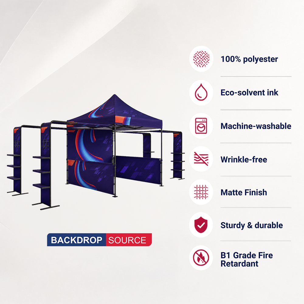 10ft x 10ft Fabric Canopy Kit with L-Shaped Wings & 4 TV Displays