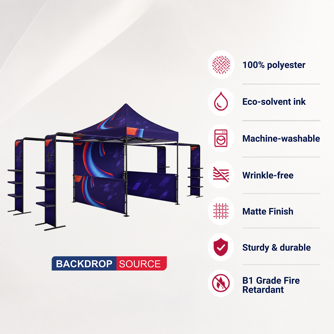 10ft x 10ft Fabric Canopy Kit with L-Shaped Wings & 4 TV Displays
