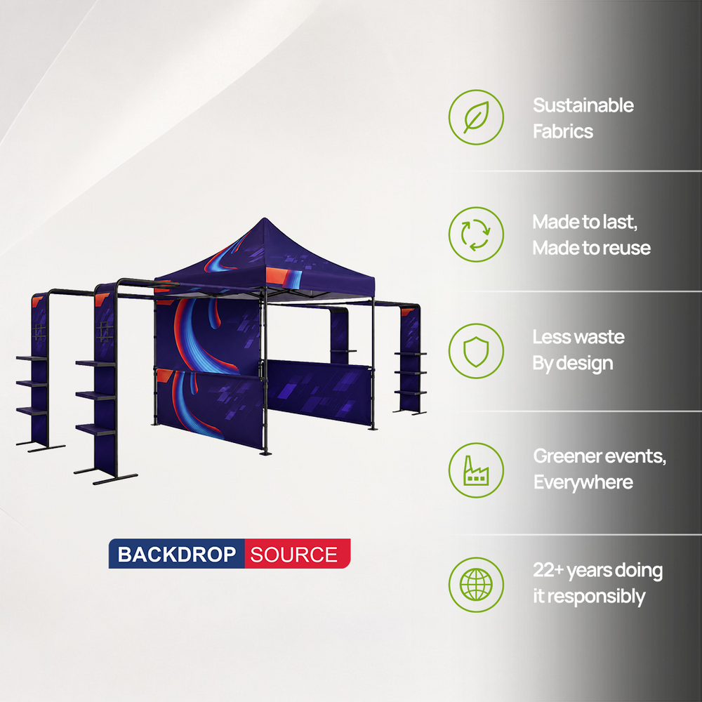 10ft x 10ft Fabric Canopy Kit with L-Shaped Wings & 4 TV Displays