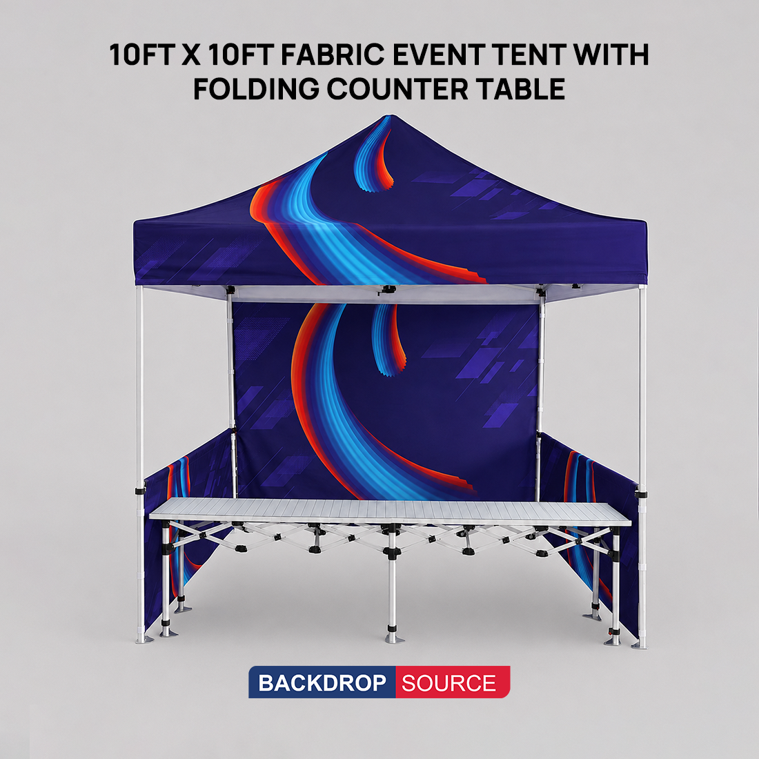 10ft x 10ft Fabric Event Tent with Folding Counter Table