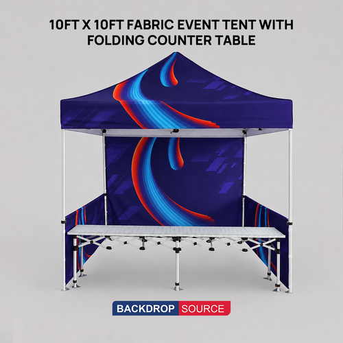 10ft x 10ft Fabric Event Tent with Folding Counter Table