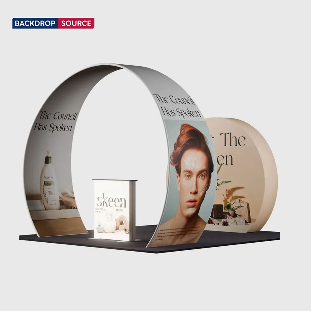 10x10 Tapered Arch Booth Kit with 3D Moon Backdrop & Lightbox