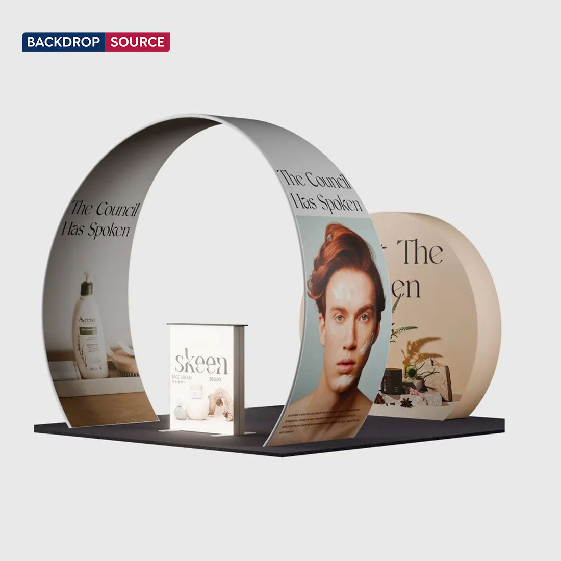 10x10 Tapered Arch Booth Kit with 3D Moon Backdrop & Lightbox