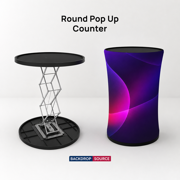 Backlit Fabric Round Pop Up Counter
