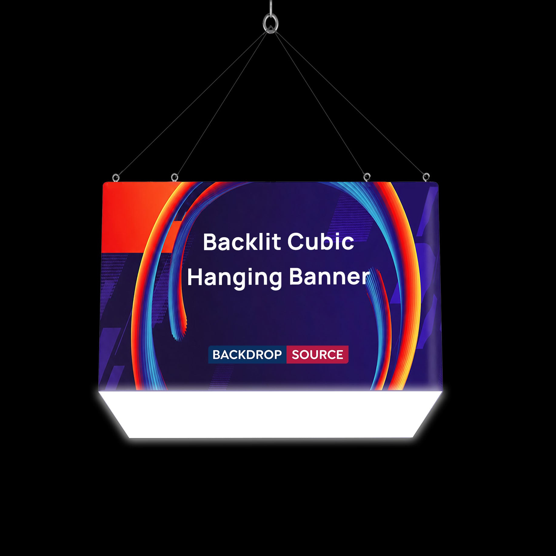 Bannière suspendue cubique rétroéclairée 