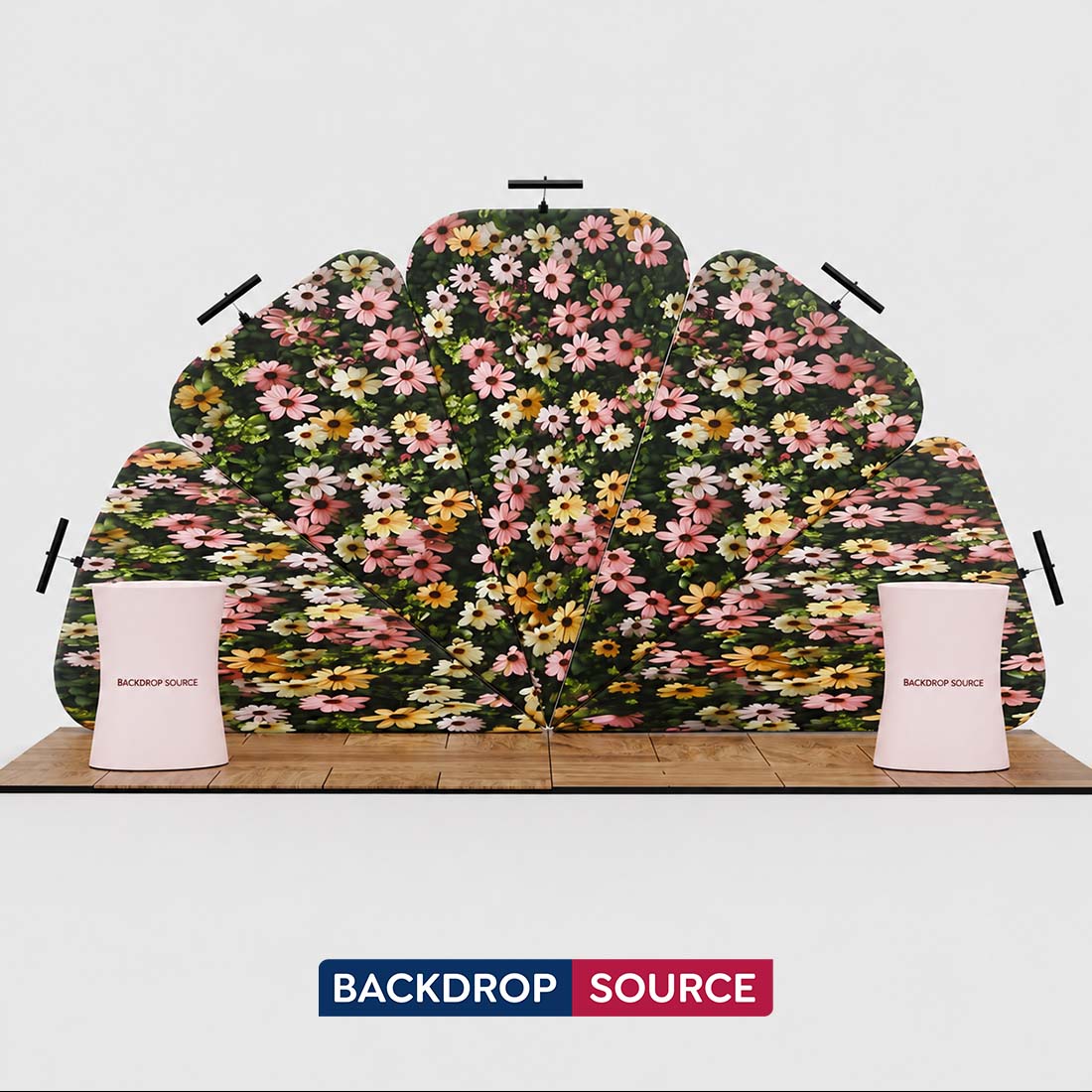 10x20 Petal Wall Booth Kit with 2 Oval Counters