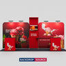 10x20 Booth Kit with 20ft Backwall, Waterfall TV Shelves & Counters