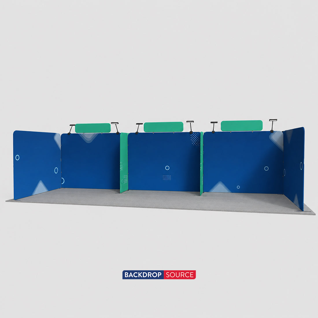 30x20 Tension Fabric Booth Kit with Banner Stands & LED Lights