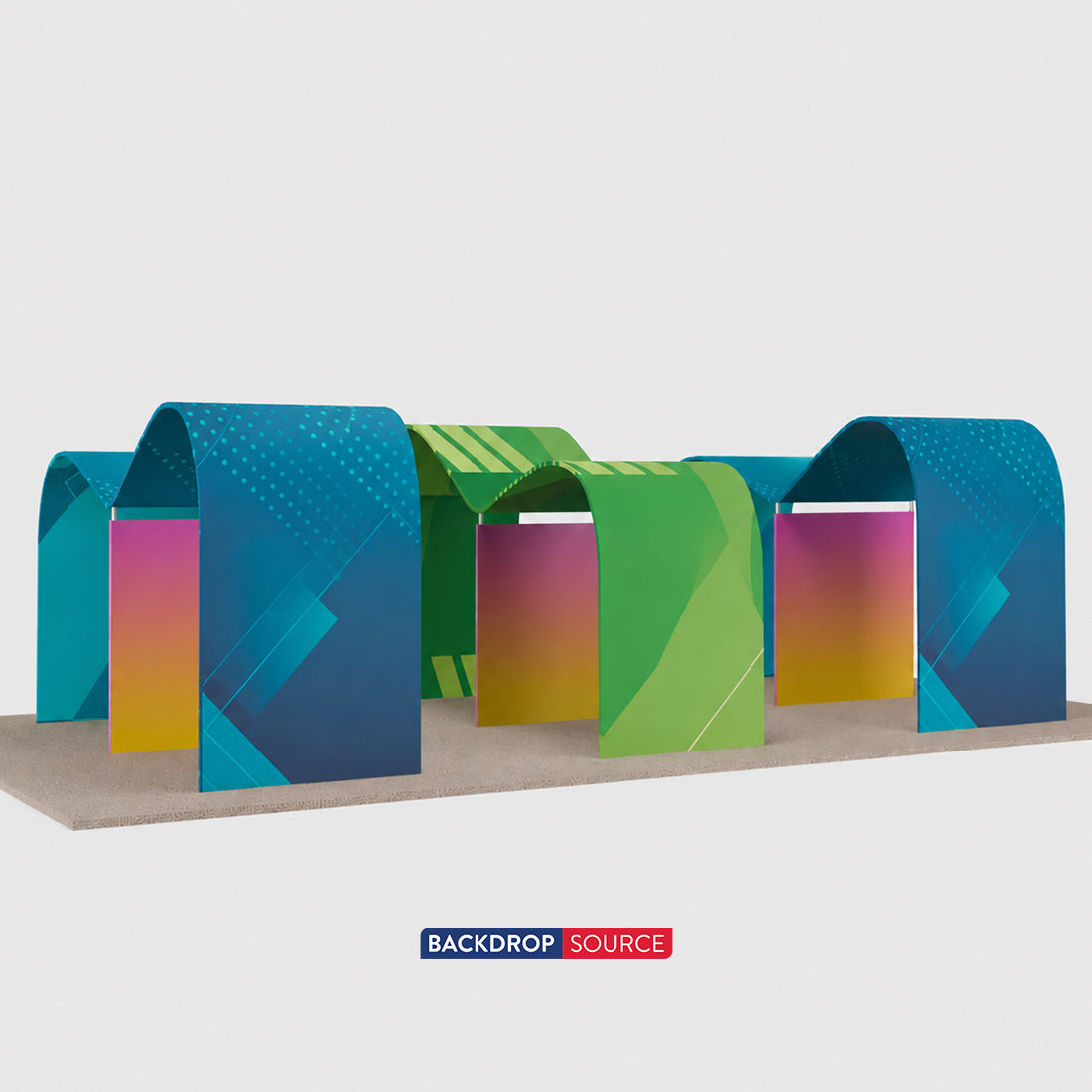 30x20 Wave Arch Booth Kit with TV Mounts & Fabric Walls