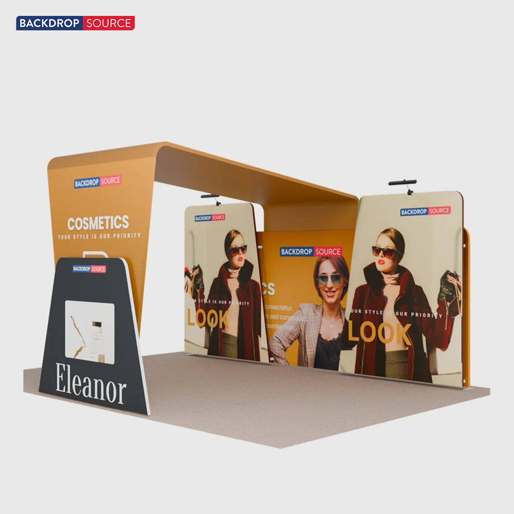 20x10 Booth Kit with 20ft Backwall, Overlap Stands & Arch