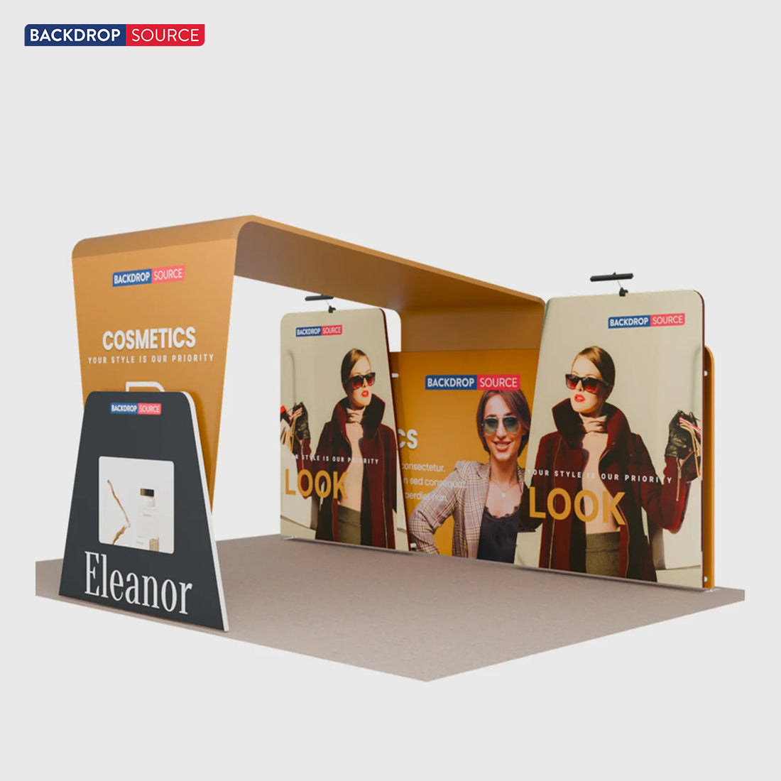 20x10 Booth Kit with 20ft Backwall, Overlap Stands & Arch