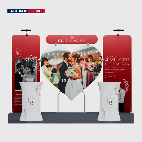 10x10 Booth Kit with Heart-Shape Backdrop & 2 Oval Counters
