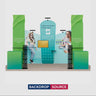 10x20 Booth Kit with Inclined Walls, 3D Shelf Stands & 2 Counters