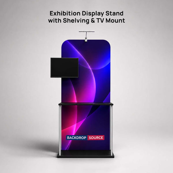 Présentoir d'exposition avec étagères et support pour téléviseur 