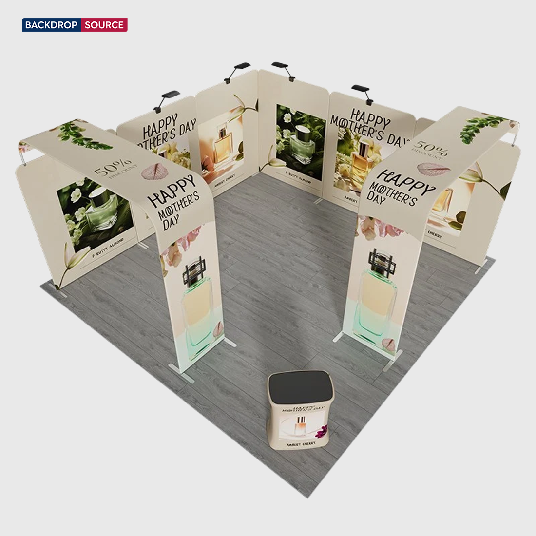 20x20 Magnetic Booth Kit with 2 TV Displays & Counter