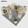20x20 Magnetic Booth Kit with 2 TV Displays & Counter