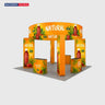 20x20 Island Booth with 3D Media Walls & 3 Counters