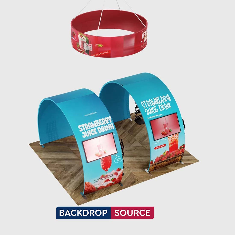 10x20 Round Arch Booth Kit with 2 TV Mounts & Hanging Sign