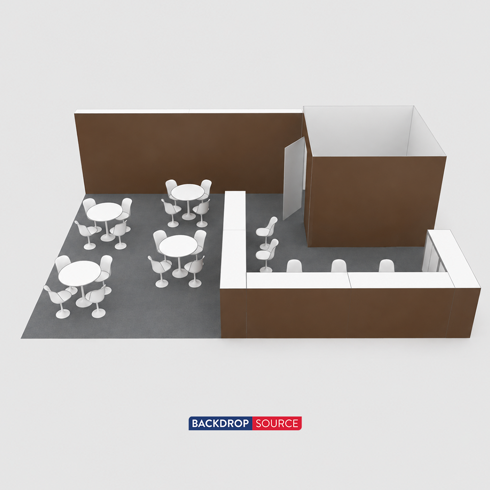 30x20 SEG Booth Kit with Enclosed Storage Room & 5 Counters
