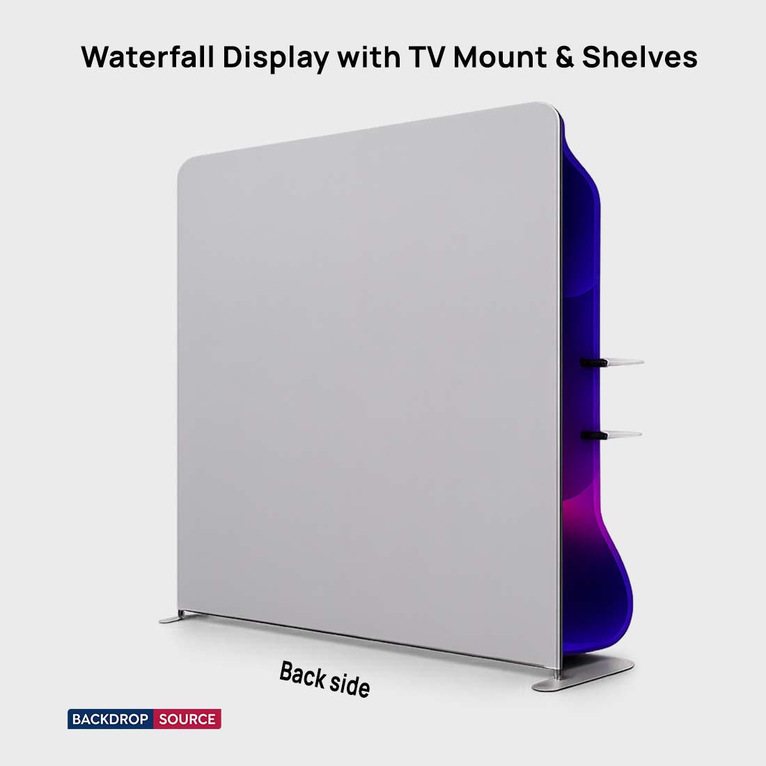 Retail Waterfall Display with TV Mount & Storage Shelves