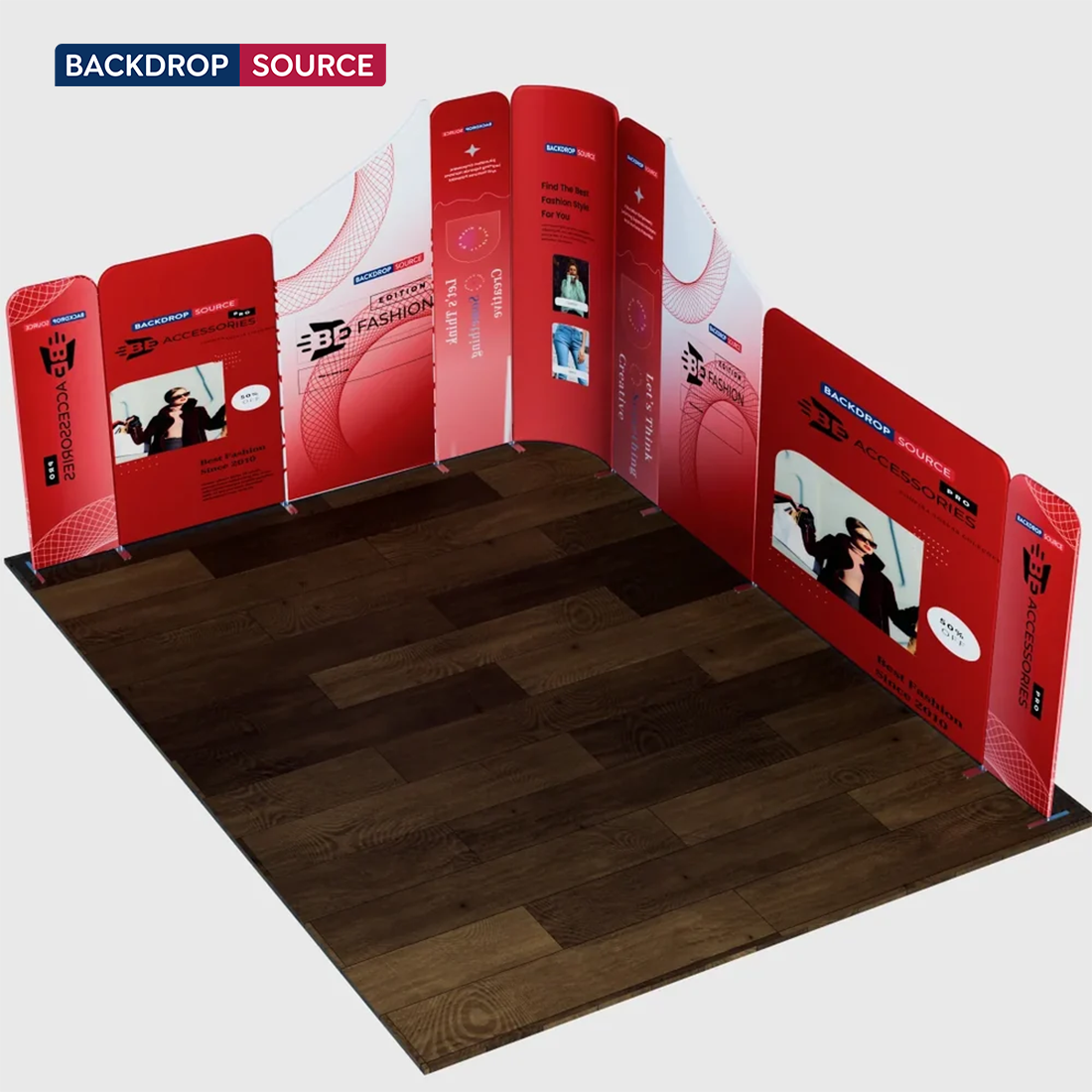 13x13 Magnetic Fabric Booth Wall with 9 Mixed Panels