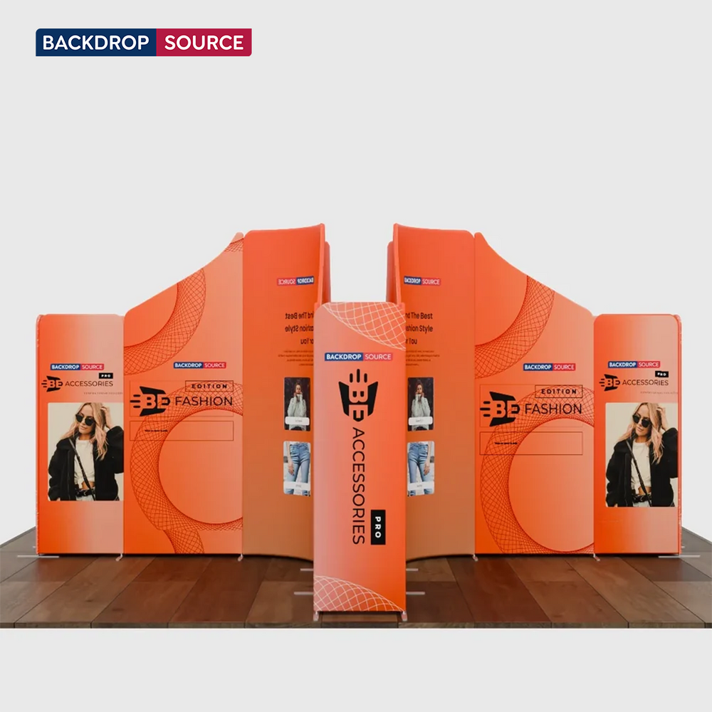 16.4x16.4 Magnetic Fabric Booth Wall with Curved & Slope Panels