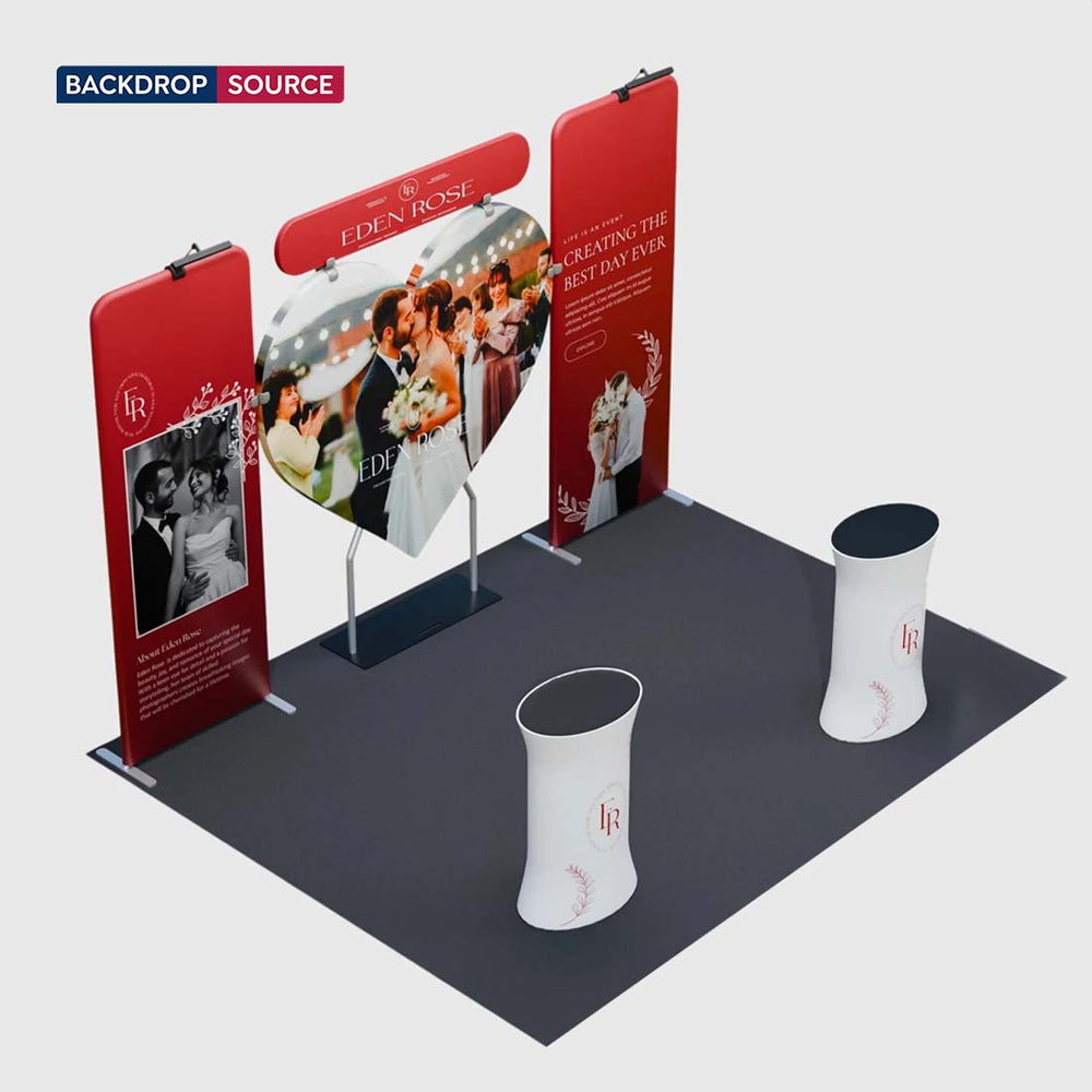 10x10 Booth Kit with Heart-Shape Backdrop & 2 Oval Counters