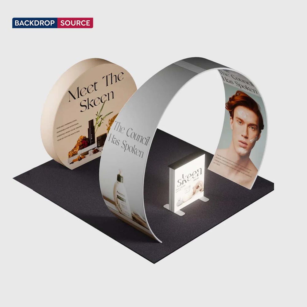 10x10 Tapered Arch Booth Kit with 3D Moon Backdrop & Lightbox