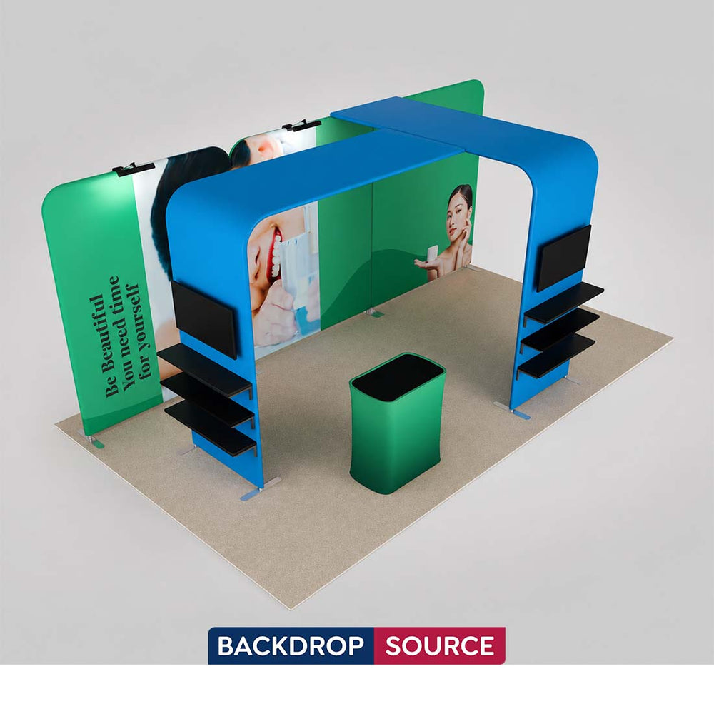 10x20 Magnetic Booth Kit with 2 L-Shape TV Shelf Towers & Counter