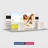 10x20 Backlit SEG Booth Kit with 13ft Lightbox & TV Shelf Stands