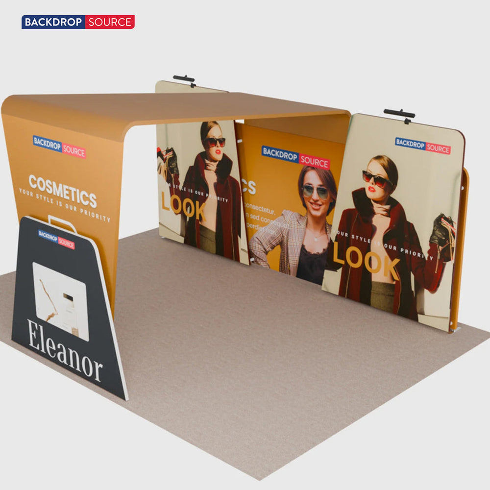 20x10 Booth Kit with 20ft Backwall, Overlap Stands & Arch