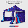 10ft x 10ft Fabric Canopy Kit with Waterfall Shelves & TV Mounts