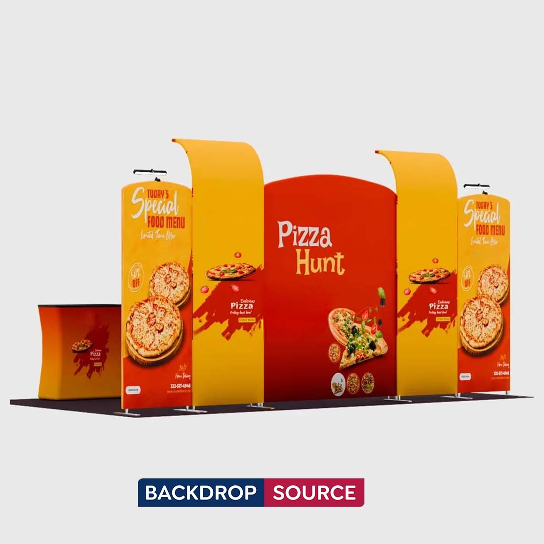 10x20 Booth Kit with Slanted Arches, Curved Walls & 2 Counters