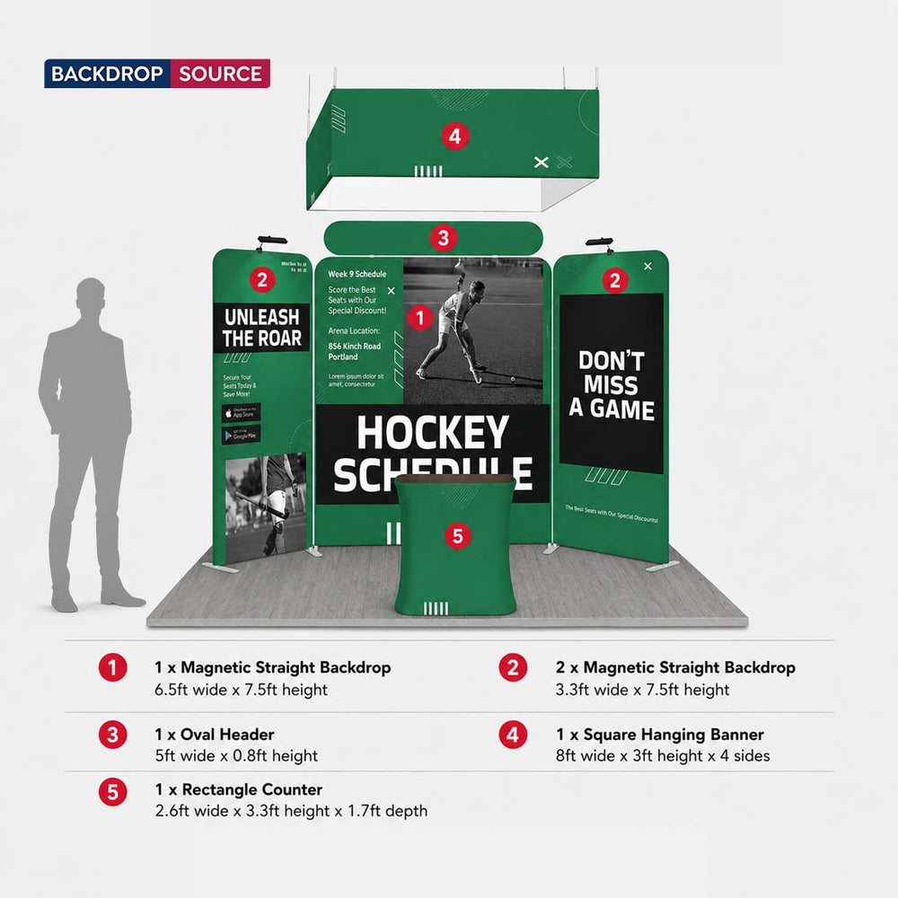10x10 Magnetic Booth Kit with Hanging Banner & Counter