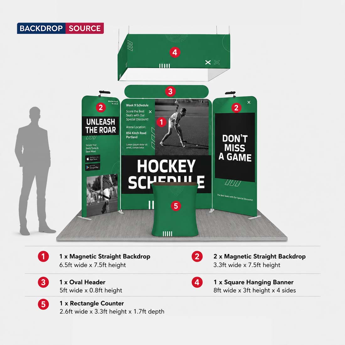 10x10 Magnetic Booth Kit with Hanging Banner & Counter