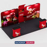 10x20 Booth Kit with 20ft Backwall, Waterfall TV Shelves & Counters