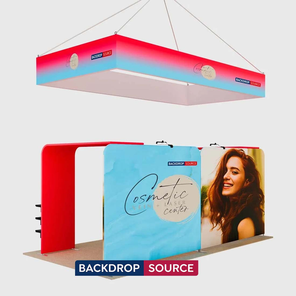 10x20 Booth Kit with 2 L-Shape TV Towers & Hanging Banner